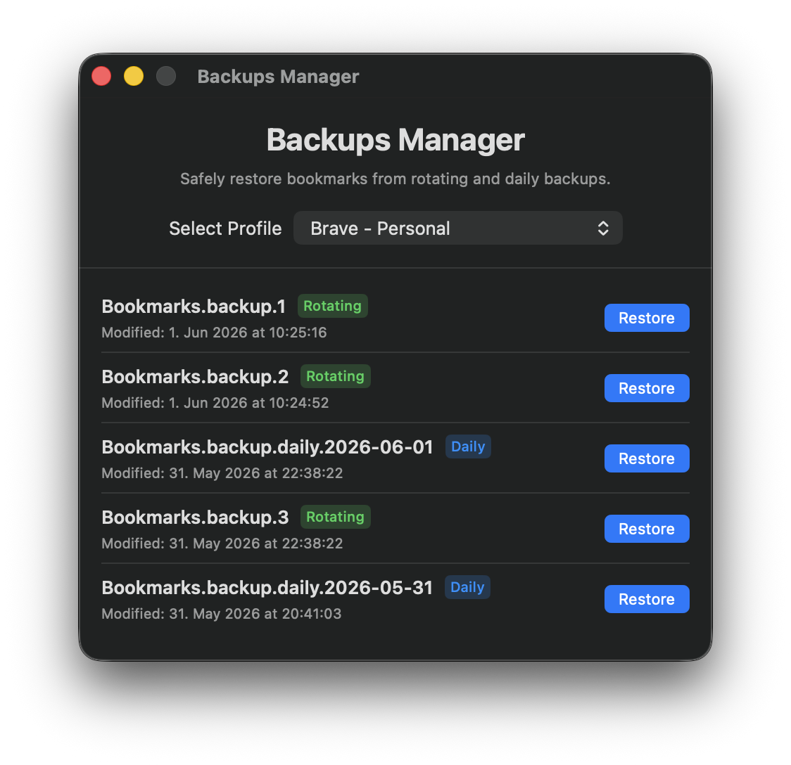 Backups Manager
