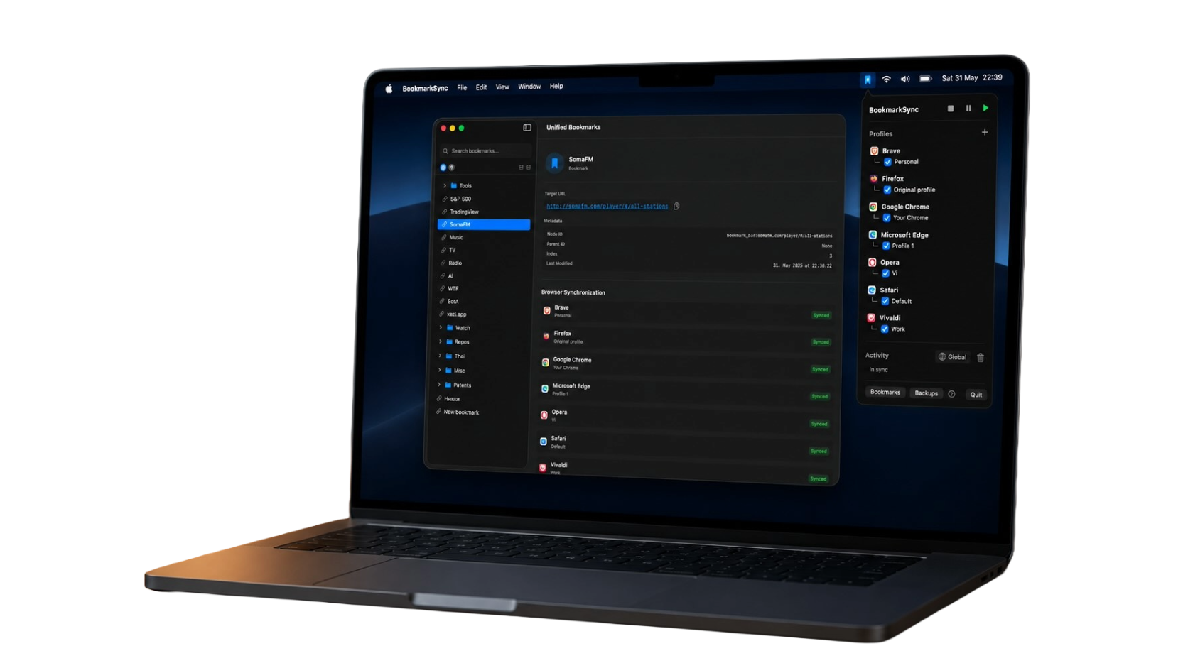 BookmarkSync Interface Mockup
